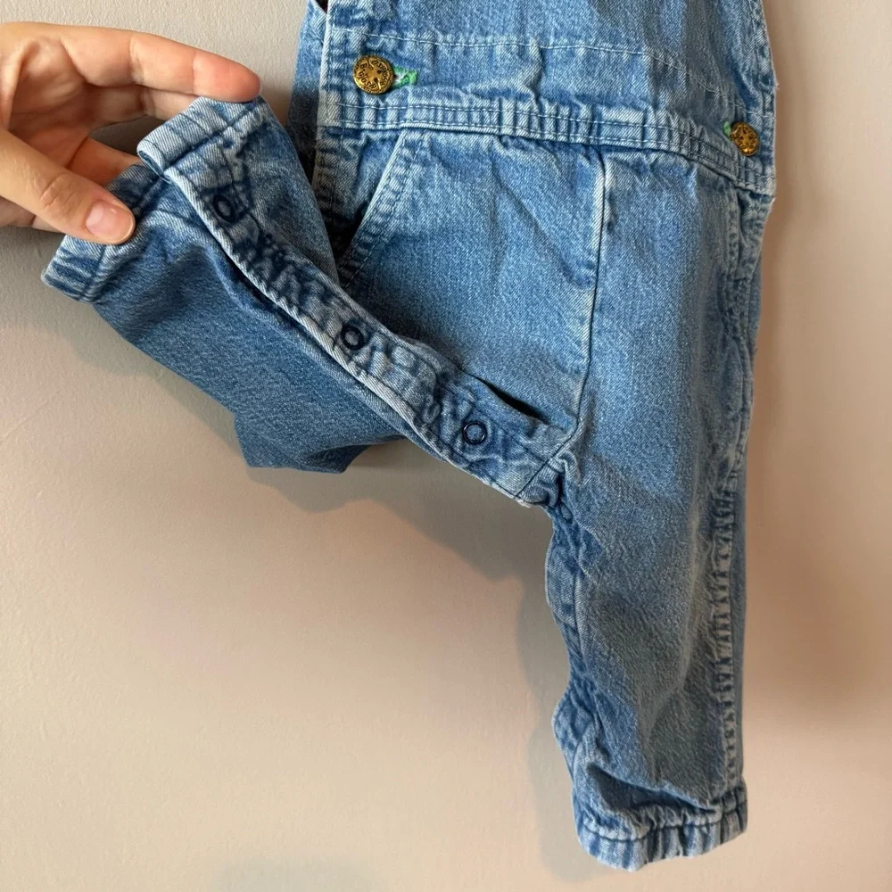 Vintage Osh Kosh B’Gosh Baby Red Navy‎ Plaid Flannel Denim Overalls 12 months